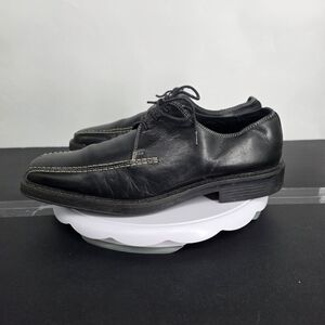 Robert Wayne Black Leather Lace-Up Shoes Men's US 12 Square Toe Derby Oxford